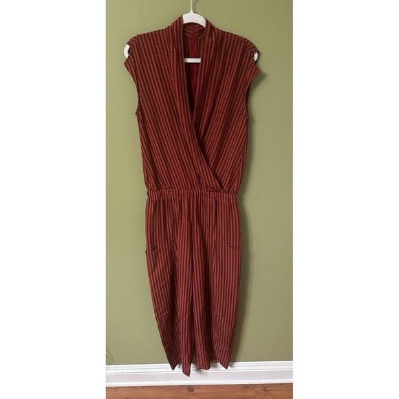 Zero + Maria Cornejo Red Striped Sleeveless Tasmeen Jumpsuit, Sz 6 V-Neck - Picture 1 of 9